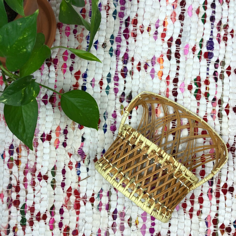 Vintage Miniature Wicker Rattan Chair Plant Stand